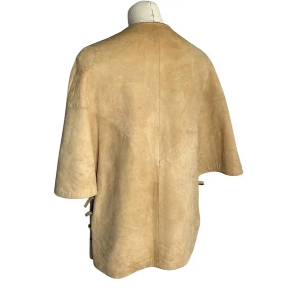 70’s Daniel Phillipe suede leather cape coat - Picture 3 of 6